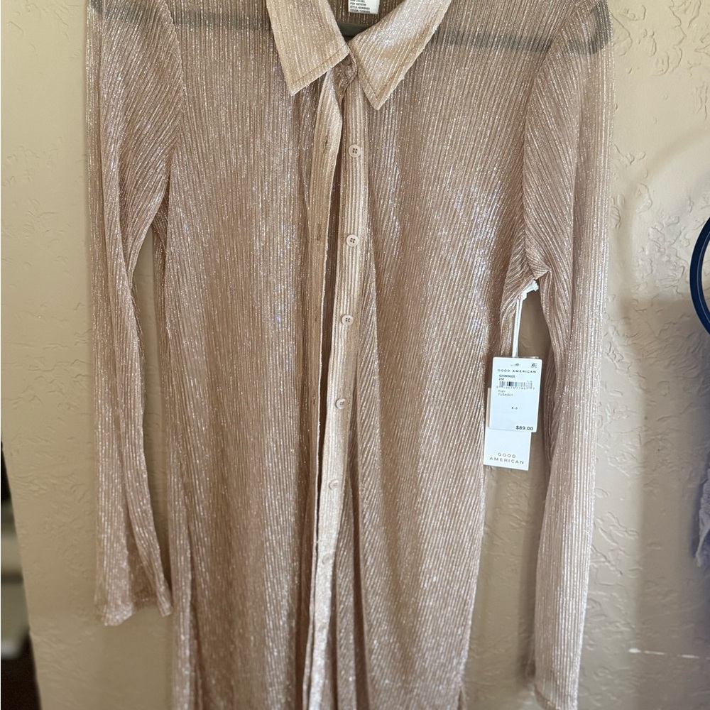 Good American Metallic Long Sleeve Cover up - could be used as a top size 3